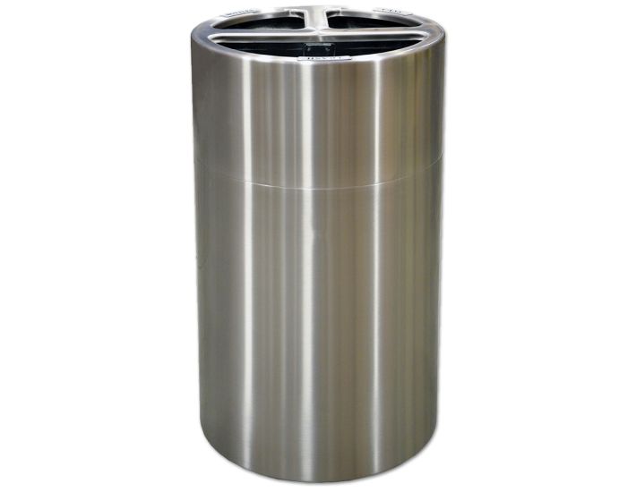 Imprezza ALMOR40T Aluminum Open Top Triple Stream Recycling Container - 40 Gallon Capacity - Satin Aluminum