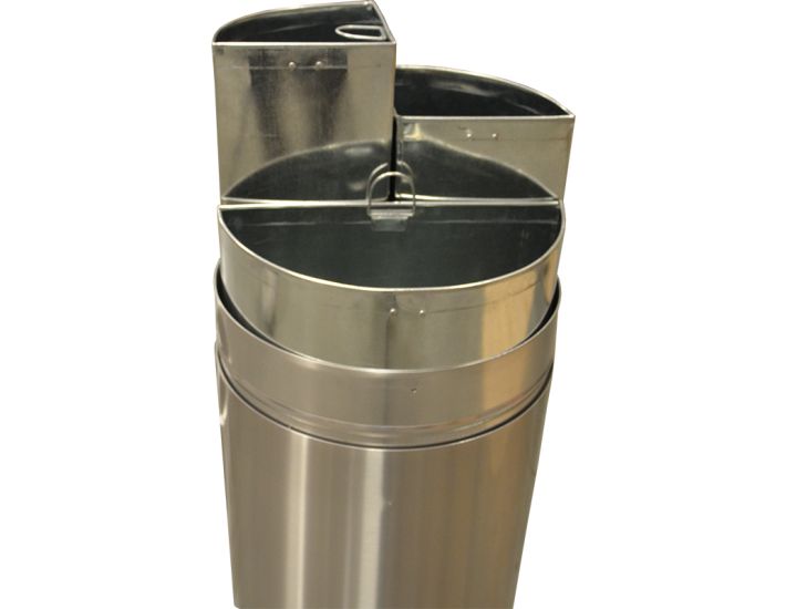 ALMOR40T Aluminum Open Top Triple Stream Recycling Container - 40 Gallon Capacity - Satin Aluminum