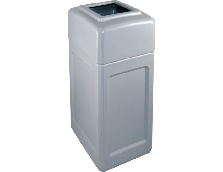 DCS34OTGRA Open Top Trash Can - 34 Gallon Capacity - 15 1/2" L x 20 1/2" W x 37" H - Gray in Color