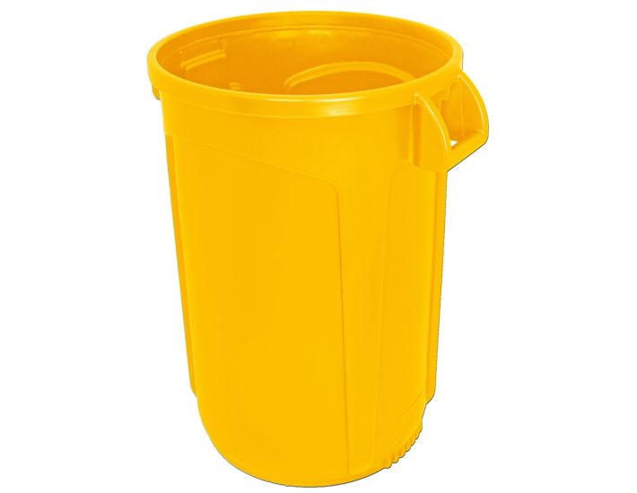 VCR20YEL-HD Vulcan HD Heavy Duty Round Container with Venting Channels - 20 Gallon Capacity - 19 1/2" Dia. x 23 1/2" H - Yellow in Color