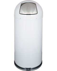 DT15WHIGL Dome Top Bullet Trash Can - 15 Gallon Capacity - 15 3/8" Dia. x 34 1/2" H - White in Color