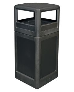 P42SQDTBLA Dome Lid Trash Can - 42 Gallon Capacity - 18 1/2&quot; Sq. x 41 3/4&quot; H - Black in Color