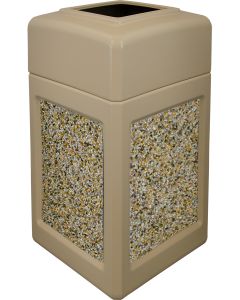 P52SQOTBEIAG Open Top Trash Can with Aggregate Panels - 52 Gallon Capacity - 20 1/2" Sq. x 36 1/2" H - Beige in Color