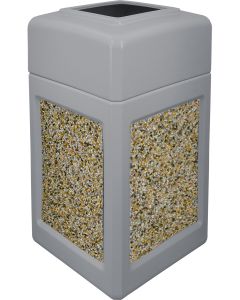 P52SQOTGRAAG Open Top Trash Can with Aggregate Panels - 52 Gallon Capacity - 20 1/2" Sq. x 36 1/2" H - Gray in Color