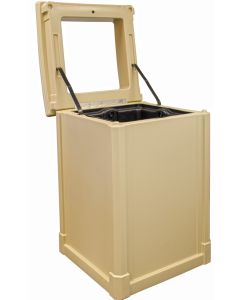 MAV44OTJAVACBL Open Top Trash Can with Cobblestone Panels - 44 Gallon Capacity - 27 3/4" Sq. x 40" H - Dark Brown in Color