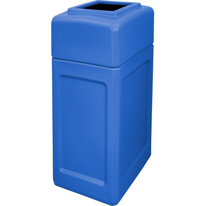 DCS34OTBLU Open Top Trash Can - 34 Gallon Capacity - 15 1/2" L x 20 1/2" W x 37" H - Blue in Color