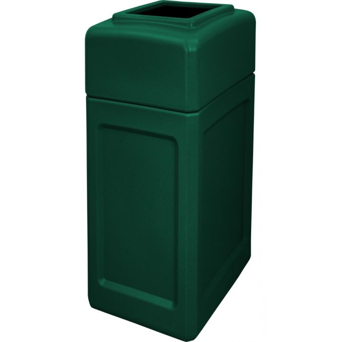 DCS34OTDGRN Open Top Trash Can - 34 Gallon Capacity - 15 1/2" L x 20 1/2" W x 37" H - Dark Green in Color