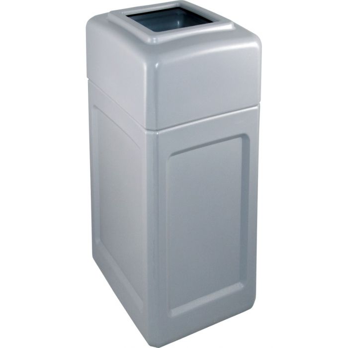 DCS34OTGRA Open Top Trash Can - 34 Gallon Capacity - 15 1/2" L x 20 1/2" W x 37" H - Gray in Color