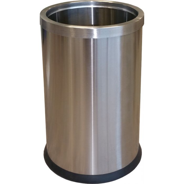 DSWB25SS Round Wastebasket with Ring - 2 1/2 Gallon Capacity - 7 3/4" Dia. x 12" H - Stainless Steel