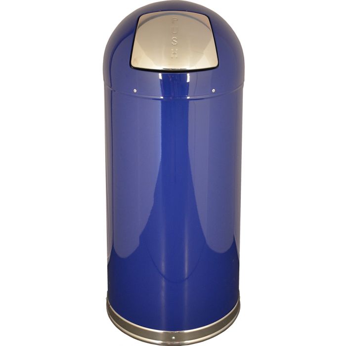 DT15BLUGL Dome Top Bullet Trash Can - 15 Gallon Capacity - 15 3/8" Dia. x 34 1/2" H - Blue in Color