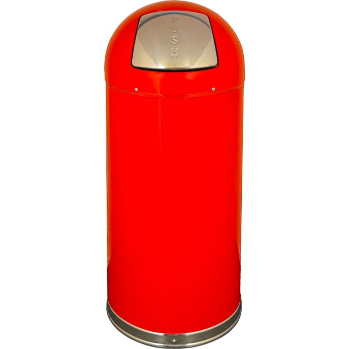 DT15REDGL Dome Top Bullet Trash Can - 15 Gallon Capacity - 15 3/8" Dia. x 34 1/2" H - Red in Color