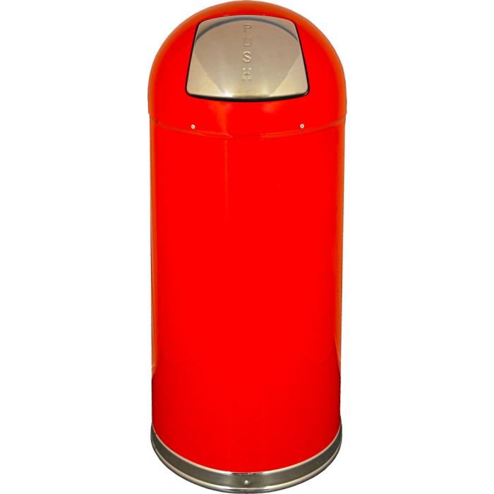 DT15REDGL Dome Top Bullet Trash Can - 15 Gallon Capacity - 15 3/8" Dia. x 34 1/2" H - Red in Color