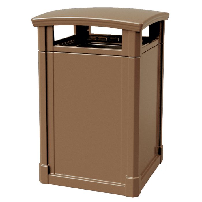 MAV44DTBRO Dome Lid Trash Can - 44 Gallon Capacity - 27 3/4" Sq. x 45" H - Bronze in Color