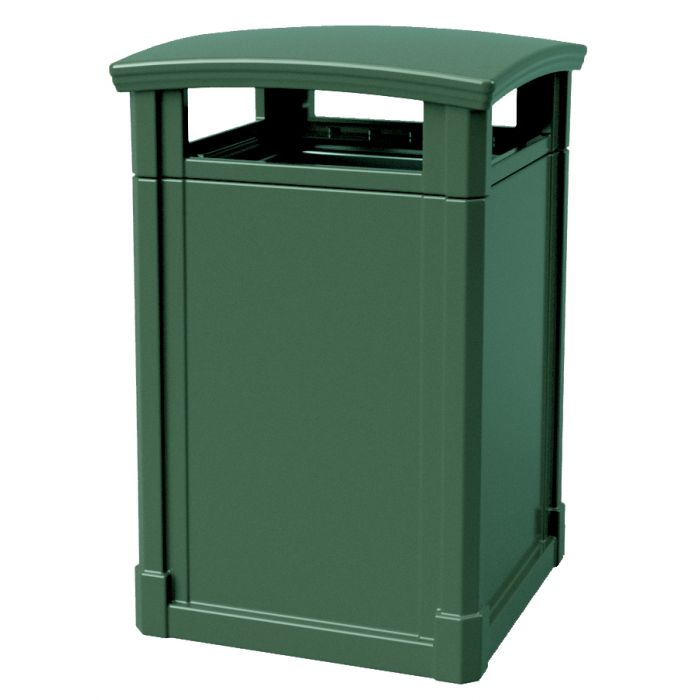 MAV44DTGRN Dome Lid Trash Can - 44 Gallon Capacity - 27 3/4" Sq. x 45" H - Dark Green in Color