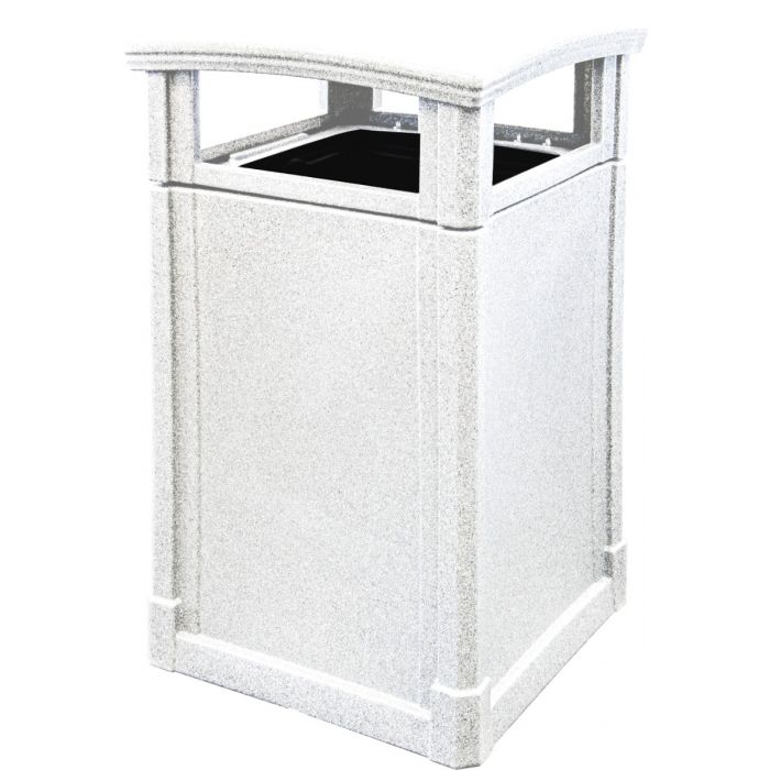 MAV44DTWGNT Dome Lid Trash Can - 44 Gallon Capacity - 27 3/4" Sq. x 45" H - White Granite in Color