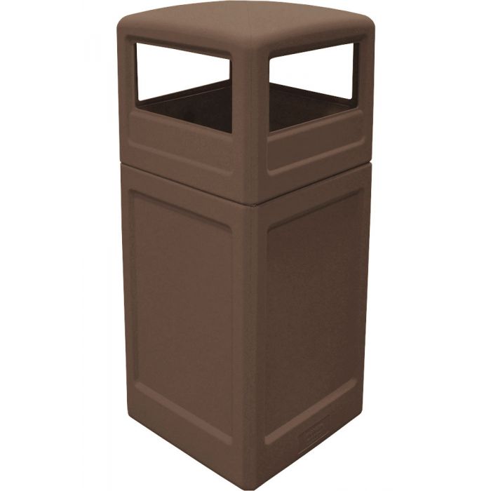 P42SQDTBRO Dome Lid Trash Can - 42 Gallon Capacity - 18 1/2" Sq. x 41 3/4" H - Bronze in Color
