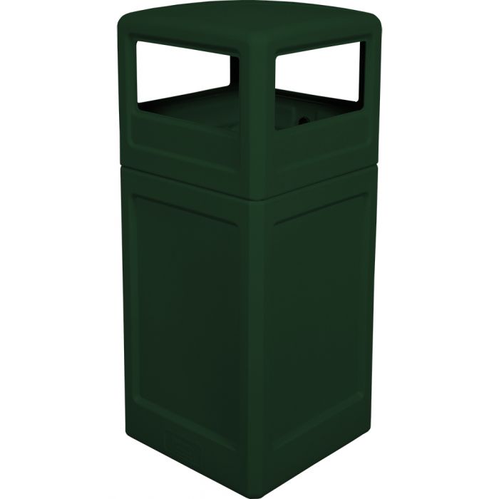 Imprezza P42SQDTGRN Dome Lid Trash Can - 42 Gallon Capacity - 18 1/2" Sq. x 41 3/4" H - Dark Green in Color