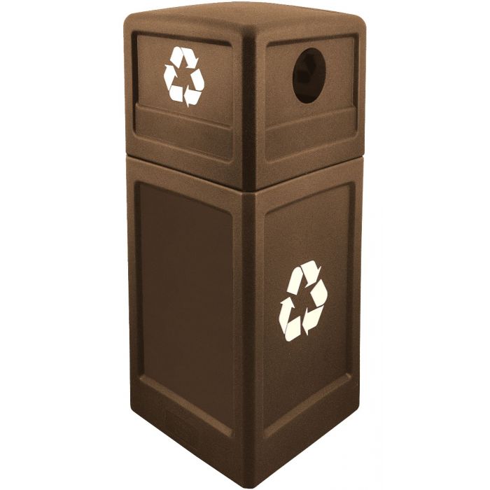 P42SQDTRECBRO Dome Lid Recycling Can - 42 Gallon Capacity - 18 1/2" Sq. x 41 3/4" H - Bronze in Color