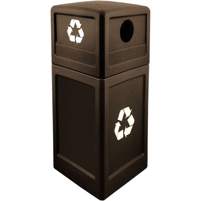 P42SQDTRECJAVA Dome Lid Recycling Can - 42 Gallon Capacity - 18 1/2" Sq. x 41 3/4" H - Dark Brown in Color