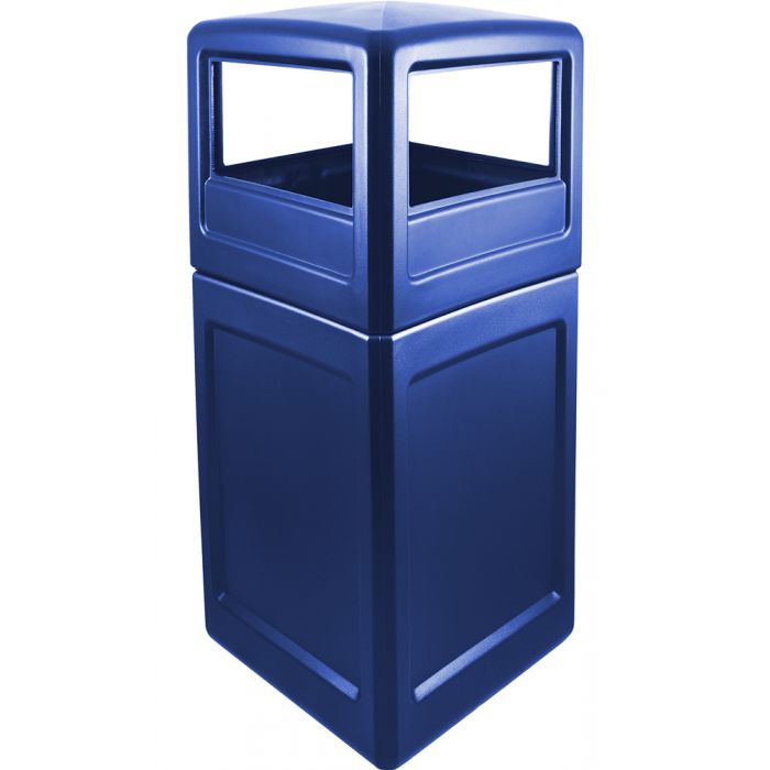 P52SQDTBLU Dome Lid Trash Can - 52 Gallon Capacity - 20 1/2" Sq. x 45 1/2" H - Blue in Color