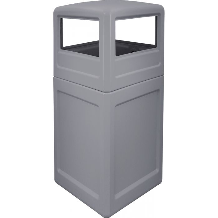P52SQDTGRAY Dome Lid Trash Can - 52 Gallon Capacity - 20 1/2" Sq. x 45 1/2" H - Gray in Color