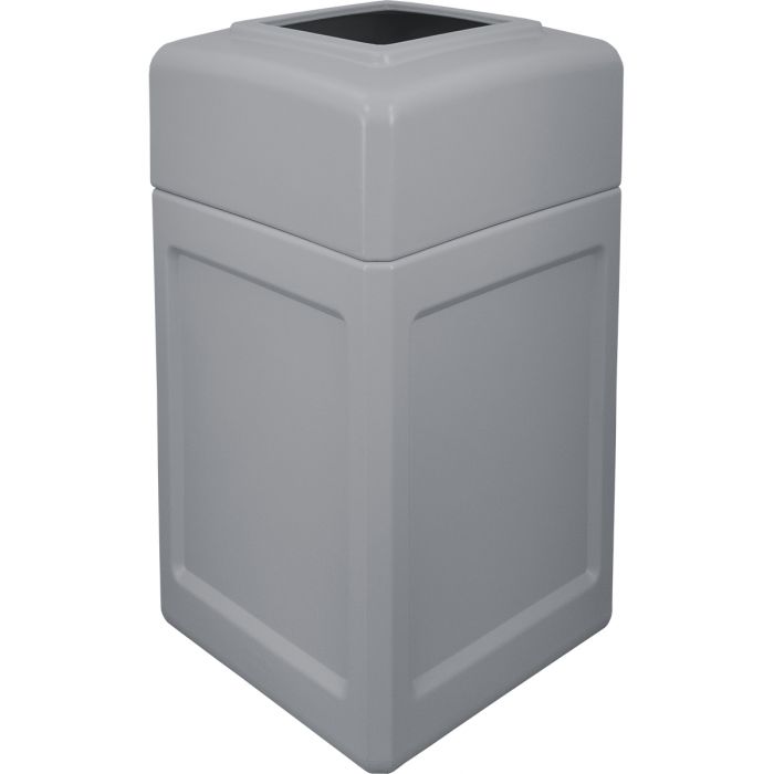P52SQOTGRA Open Top Trash Can - 52 Gallon Capacity - 20 1/2" Sq. x 36 1/2" H - Gray in Color