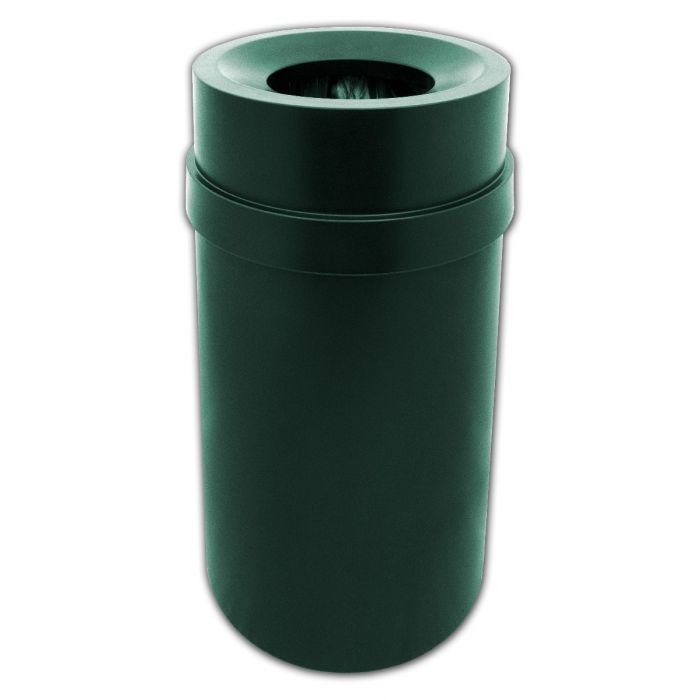 PRFT35DGRN Carrara Funnel Top Trash Can - 35 Gallon Capacity - 20 7/8" Dia. x 34 1/2" H - Dark Green in Color