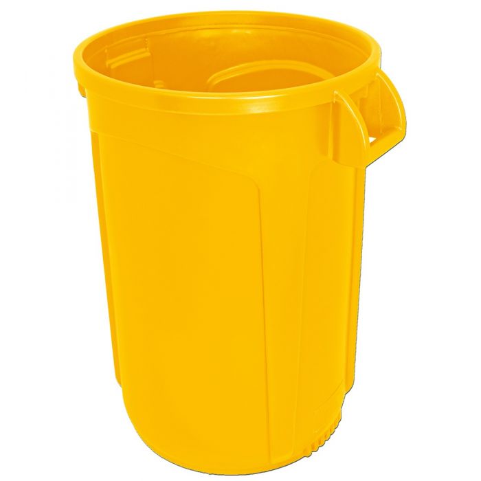 VCR20YEL-HD Vulcan HD Heavy Duty Round Container with Venting Channels - 20 Gallon Capacity - 19 1/2" Dia. x 23 1/2" H - Yellow in Color