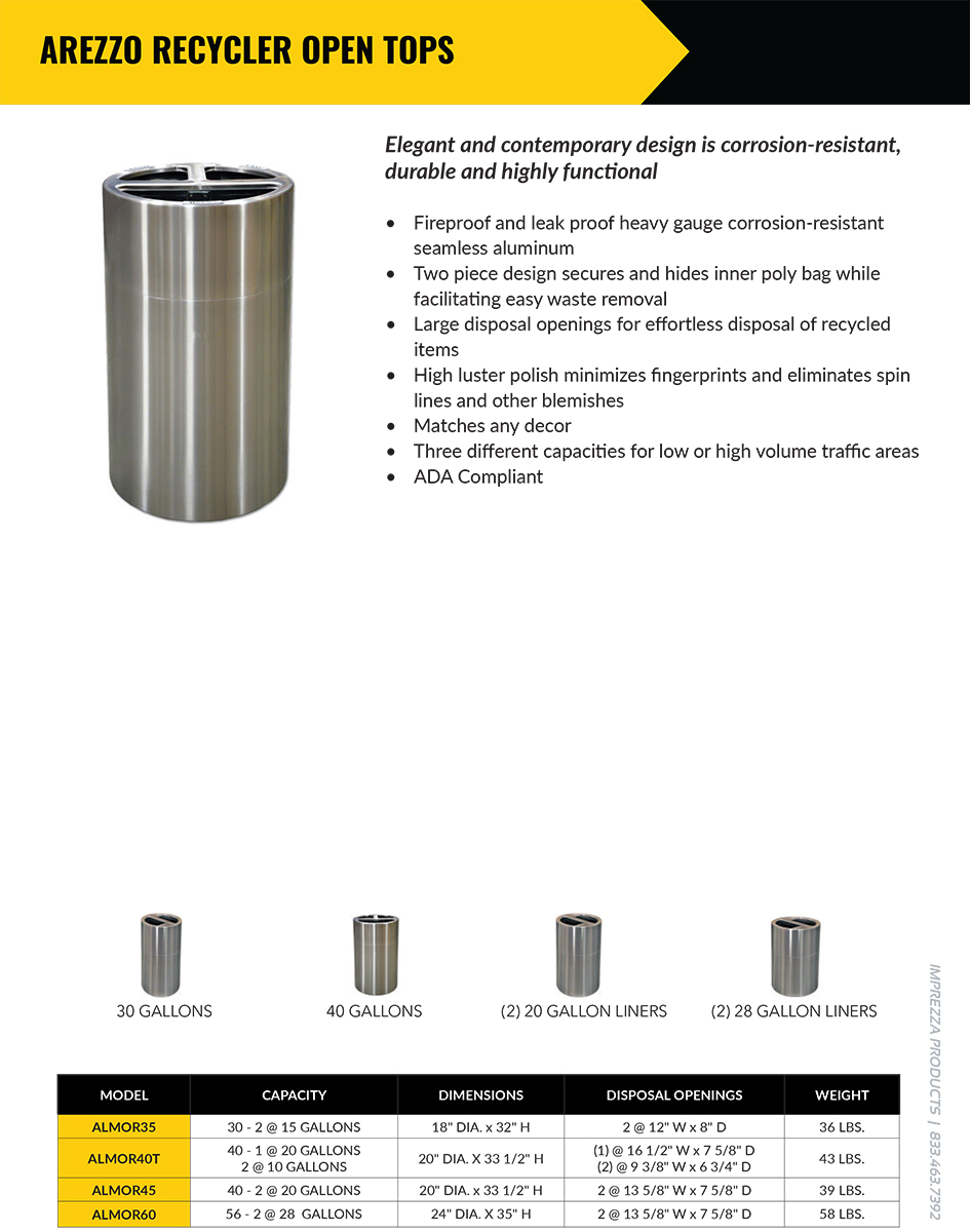 Arezzo Recycler Open Top Trash Cans