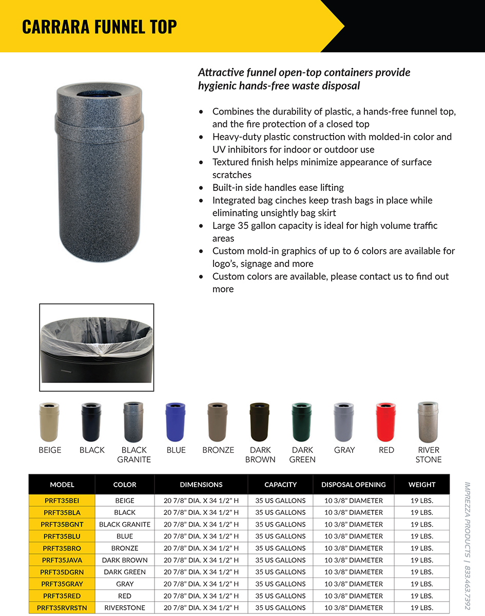 Carrara Funnel Top Waste Bins