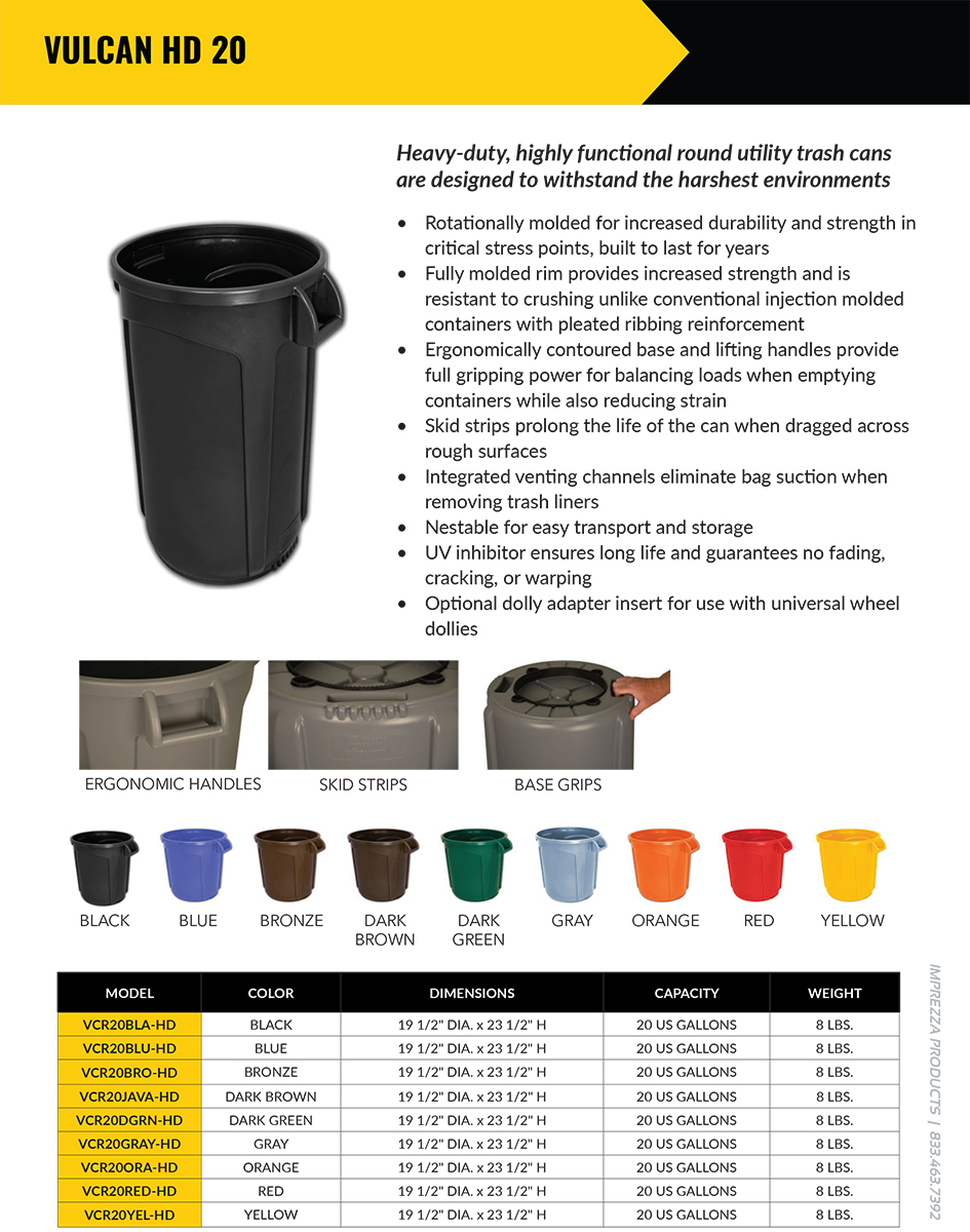 Vulcan HD 20 Gallon Trash Cans