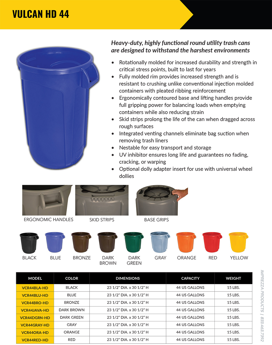 Vulcan HD 44 Gallon Trash Cans